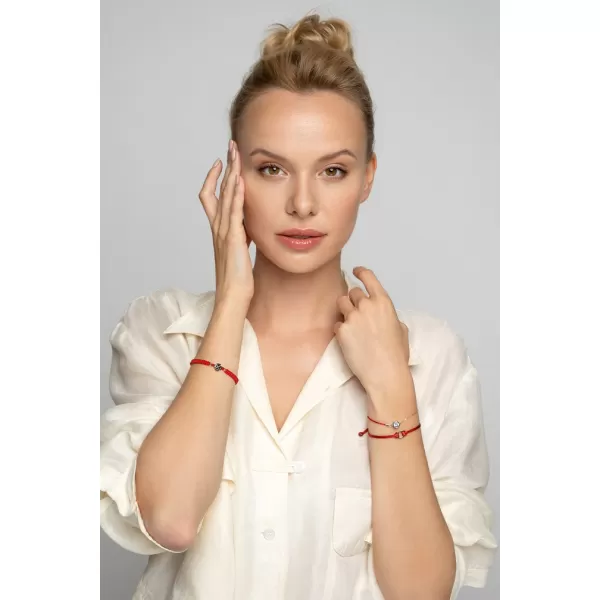 Kabbalah náramek proti uhranutí stříbrný kulatý krystaly 13004.3 červený