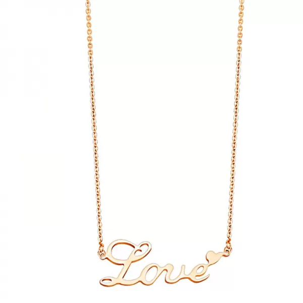 Zlacený náhrdelník s nápisem love SSPMHBJ-156636-RD