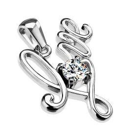 Dámský přívěsek ocel zirkon love SSPMHBJ-136433
