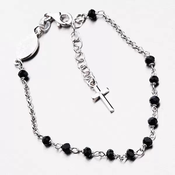 Stříbrný náramek s křížkem a krystaly B1900754-1802-SLX