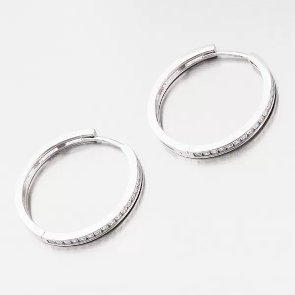 Dámské náušnice bílé zlato 585 zirkon kruhy 148P-121875