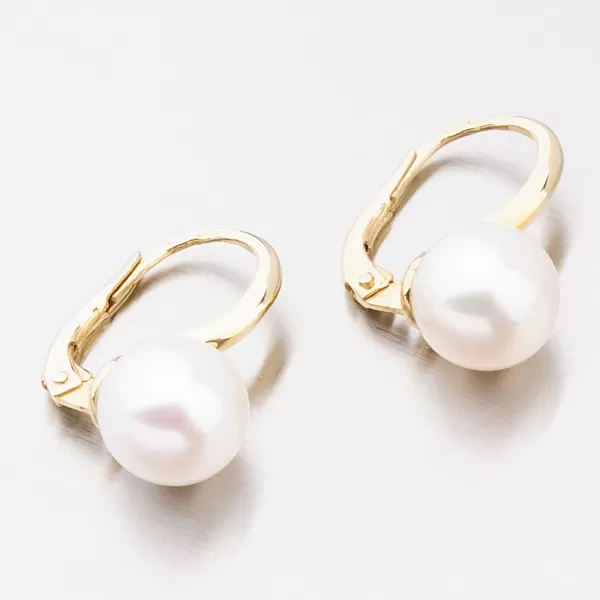 Dámské náušnice žluté zlato 585 perly 663P-120010