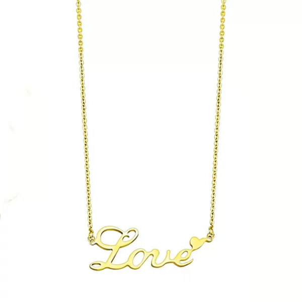 Zlacený náhrdelník s nápisem love SSPMHBJ-156636-GD