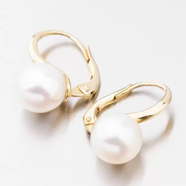 Dámské náušnice žluté zlato 585 perly 663P-120010