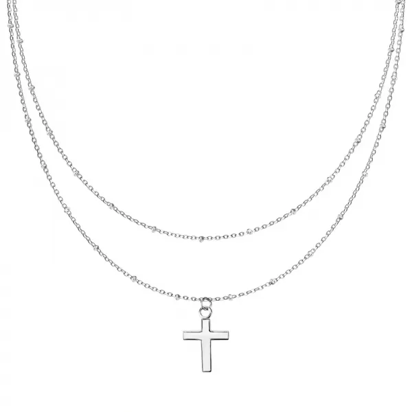 Ocelový náhrdelník s křížem SNPHBJ-151498-ST
