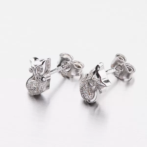 Dámské náušnice stříbro 925 zirkon ve tvaru kočky E1601145-1905-SLX