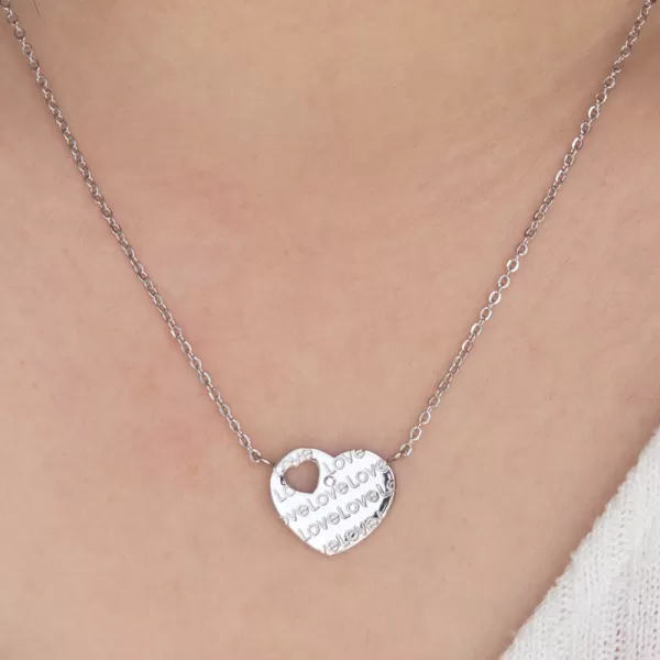 Dámský náhrdelník ocel zirkon srdce MNCP15-521-A