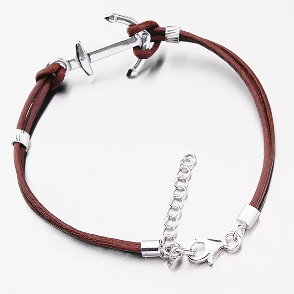 Náramek s kotvou v hnědé barvě B1502302-0940-SLX