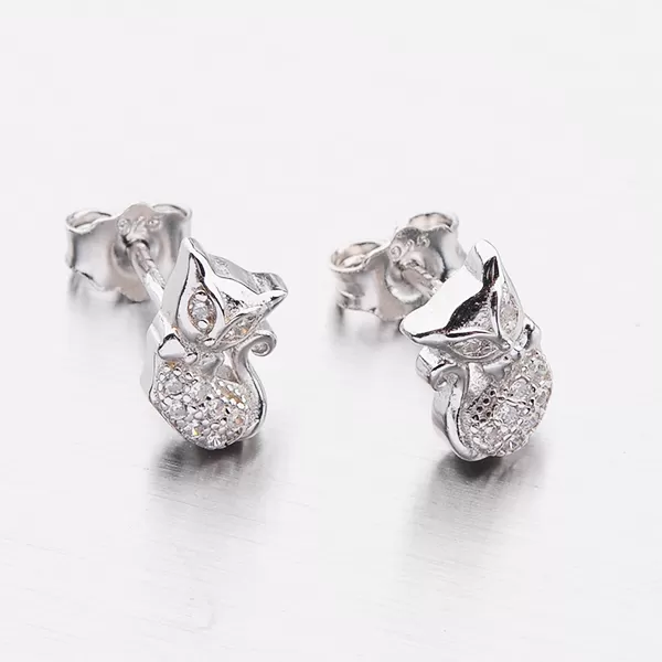 Dámské náušnice stříbro 925 zirkon ve tvaru kočky E1601145-1905-SLX