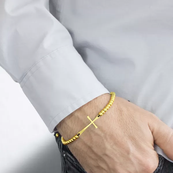 Ocelový náramek s křížem MNCBR14-612-B