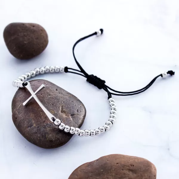 Ocelový náramek s křížem MNCBR14-612-A