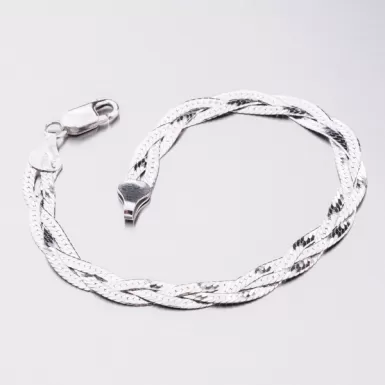 Dámský náramek stříbro 925 plochý pletený CHRS-02-3B-040