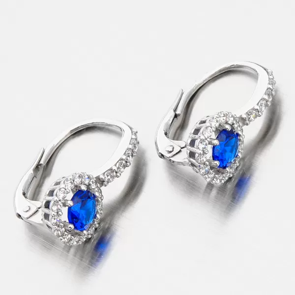 Dámské náušnice bílé zlato 585 zirkon se safír 668P-120283-02