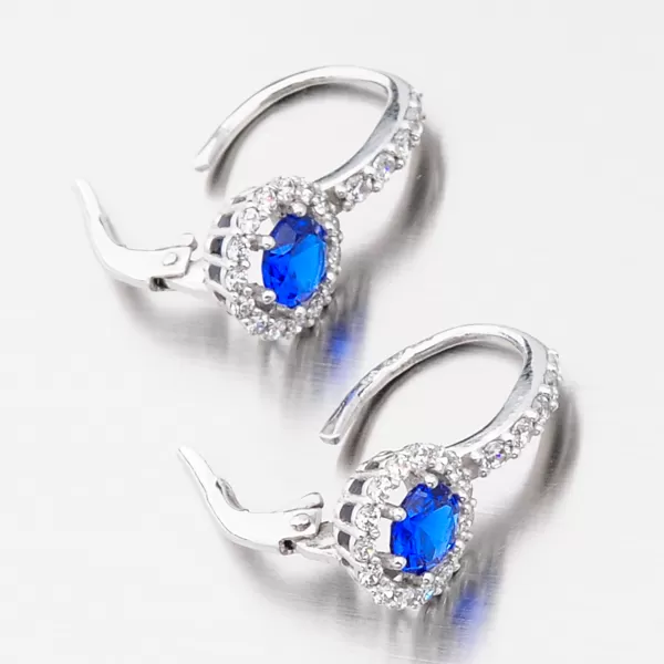 Dámské náušnice bílé zlato 585 zirkon se safír 668P-120283-02