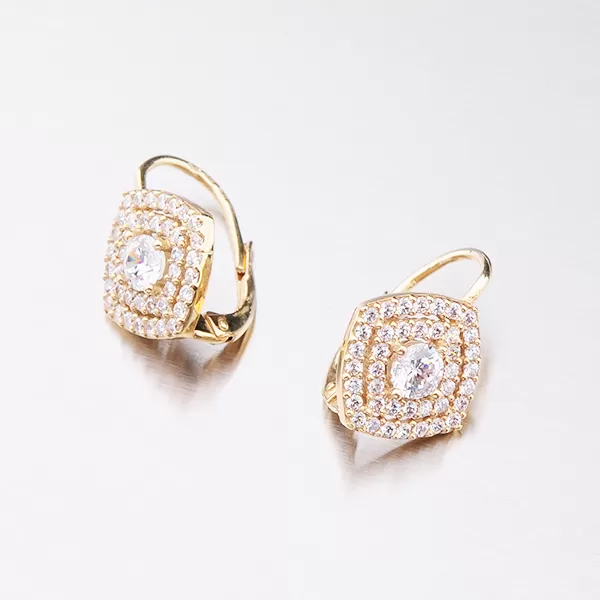 Dámské náušnice žluté zlato 585 zirkon 663P-120225