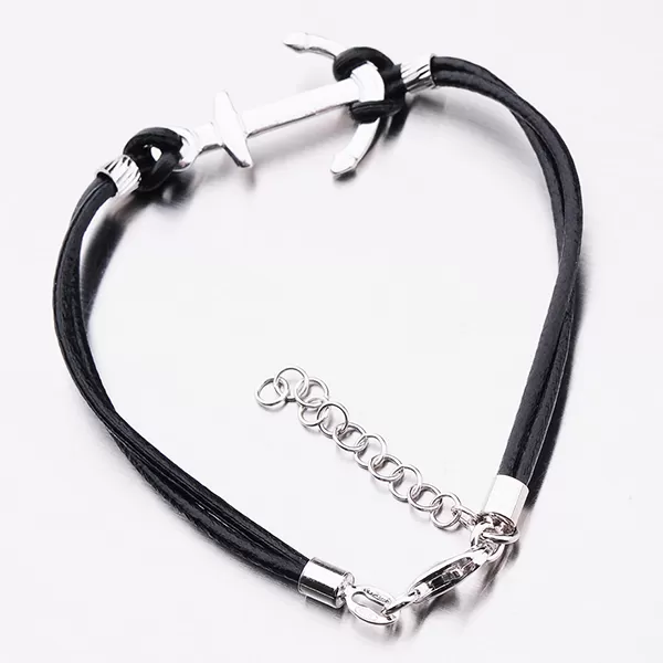 Náramek s kotvou v černé barvě B1400979-0940-SLX