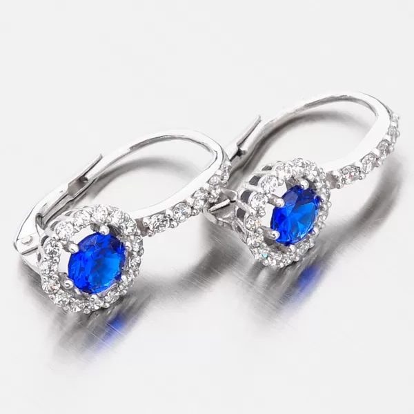 Dámské náušnice bílé zlato 585 zirkon se safír 668P-120283-02