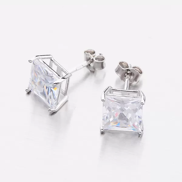 Stříbrné pecky s hranatým zirkonem E1801102-1905-SLX