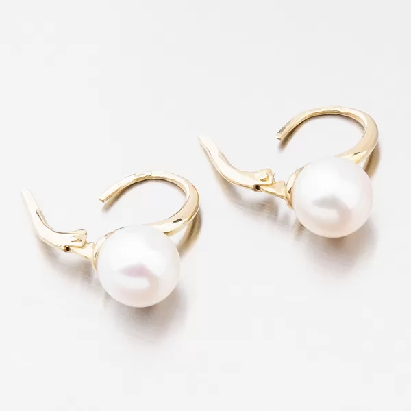 Dámské náušnice žluté zlato 585 perly 663P-120010