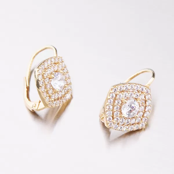 Dámské náušnice žluté zlato 585 zirkon 663P-120225