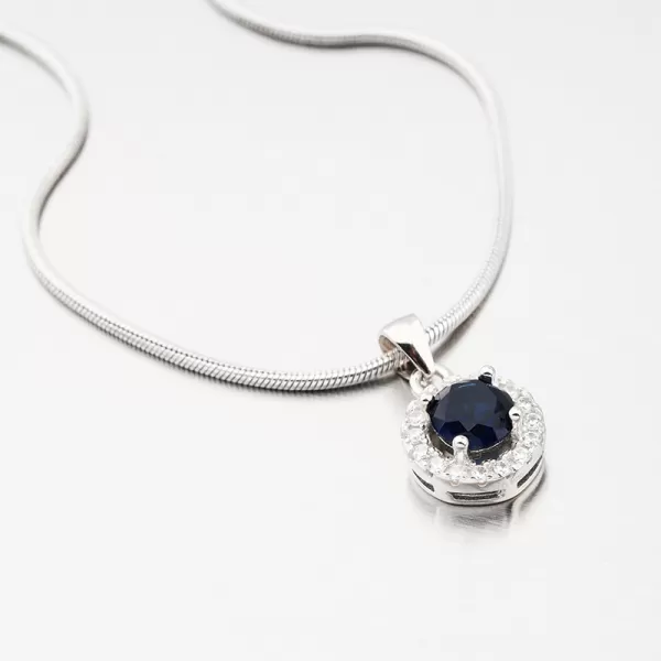 Kulatý přívěsek s modrým zirkonem HST-13256