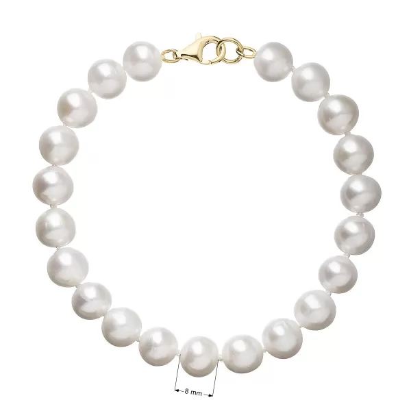Perlový náramek bílý z pravých říčních perel se zlatým 14 karátovým zapínáním 923003.1