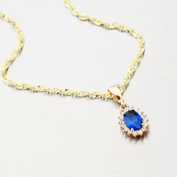 Dámský přívěsek zirkon safír 13-379