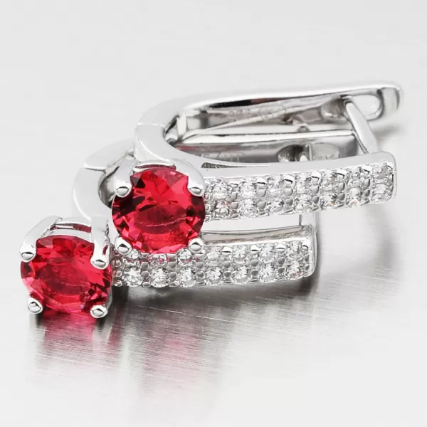 Dámské náušnice stříbro 925 zirkon visací s rubíny UCST-122408L