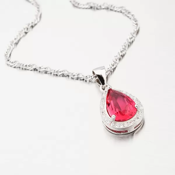 Dámský přívěsek stříbro 925 zirkon červeným červené kameny HST-13242