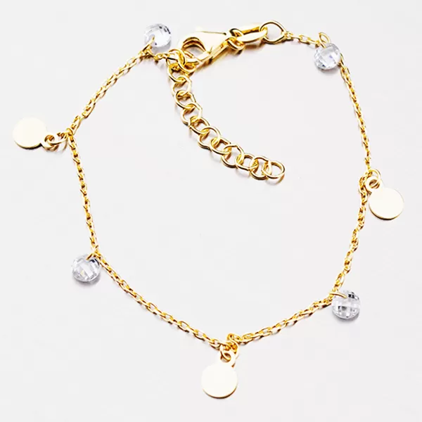 Zlacený náramek s přívěsky a zirkony B2100130-1132-SLX