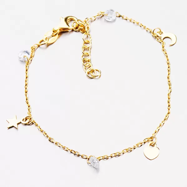 Zlacený náramek s přívěsky a zirkony B2100129-1132-SLX