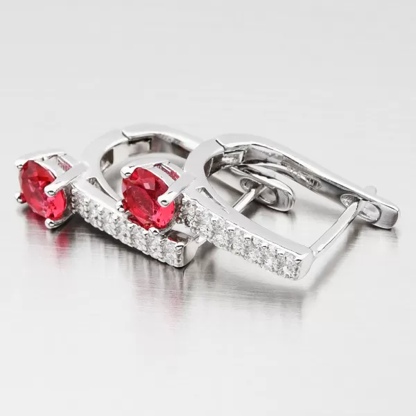 Dámské náušnice stříbro 925 zirkon visací s rubíny UCST-122408L