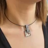 Kožený přívěsek s krystaly Swarovski černý 34129.5