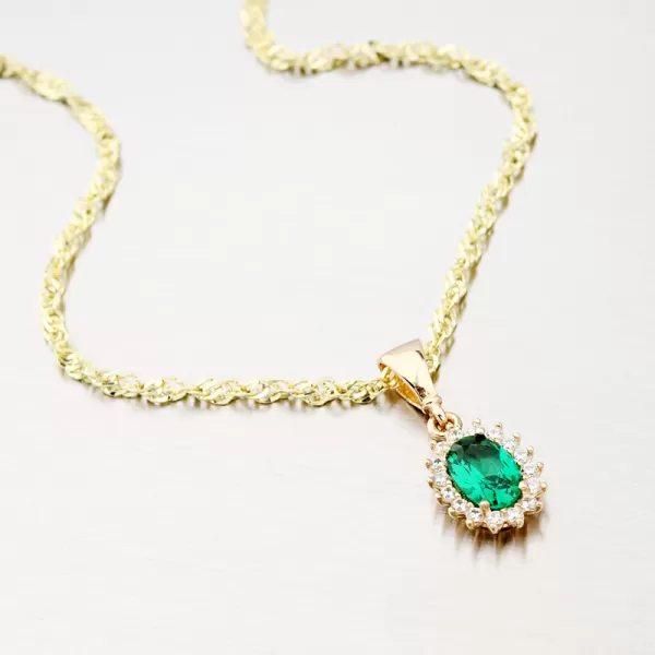 Dámský přívěsek žluté zlato 585 zirkon se smaragd 13-380