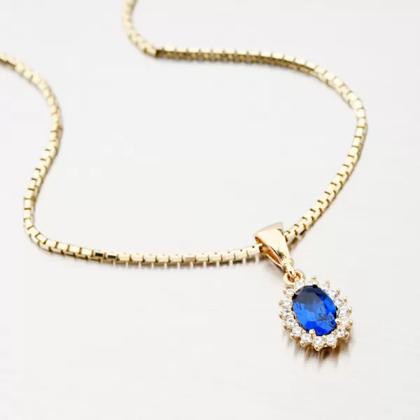 Dámský přívěsek zirkon safír 13-379