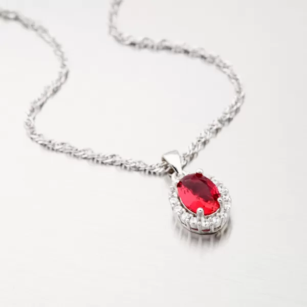 Oválný přívěsek s červeným zirkonem HST-13250