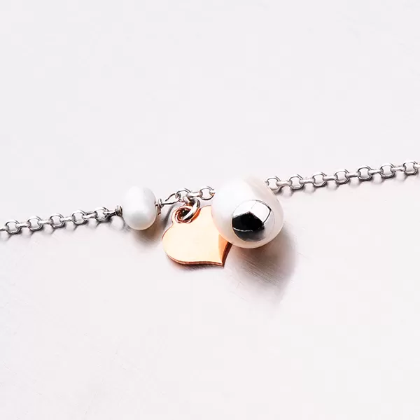 Dámský náramek stříbro 925 perlami a srdcem 92003043-66-SLX