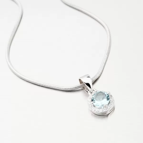 Dámský přívěsek stříbro 925 zirkon kulatý s modrý modré kameny HST-13197