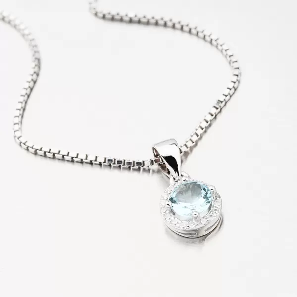 Dámský přívěsek stříbro 925 zirkon kulatý s modrý modré kameny HST-13197