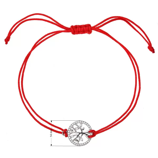 Kabbalah červený náramek proti uhranutí stříbrný strom života se zirkony 13021.3