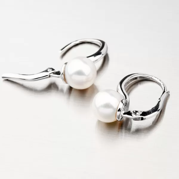 Dámské náušnice bílé zlato 585 perly visací perlové PTI-12156P-B