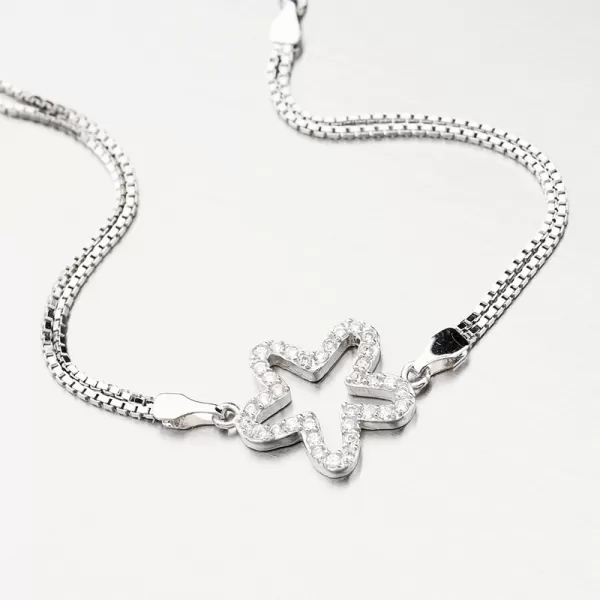 Stříbrný náramek se zirkony květina BST-14486/18