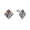 Náušnice bižuterie se Swarovski krystaly modré kosočtverec 51032.3 aqua