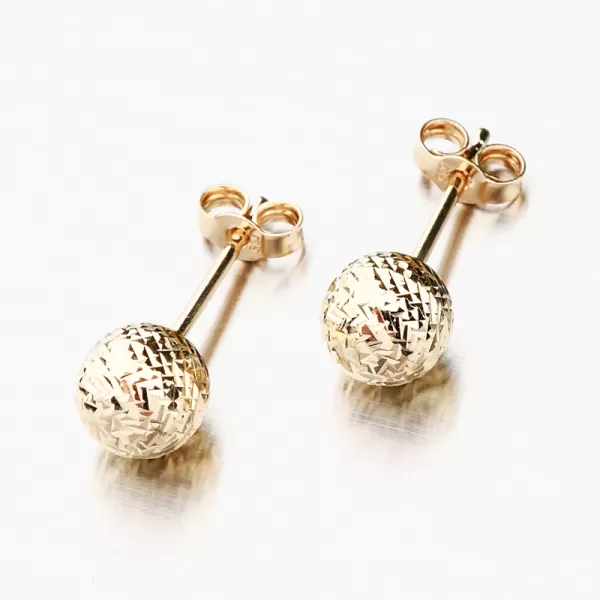 Dámské náušnice gravírované v žlutém zlatě 12-649