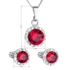 Sada šperků s krystaly Swarovski náušnice, řetízek a přívěsek červené kulaté 39352.3