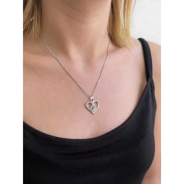 Stříbrný náhrdelník matka a dítě se Swarovski krystaly bílý 32073.1