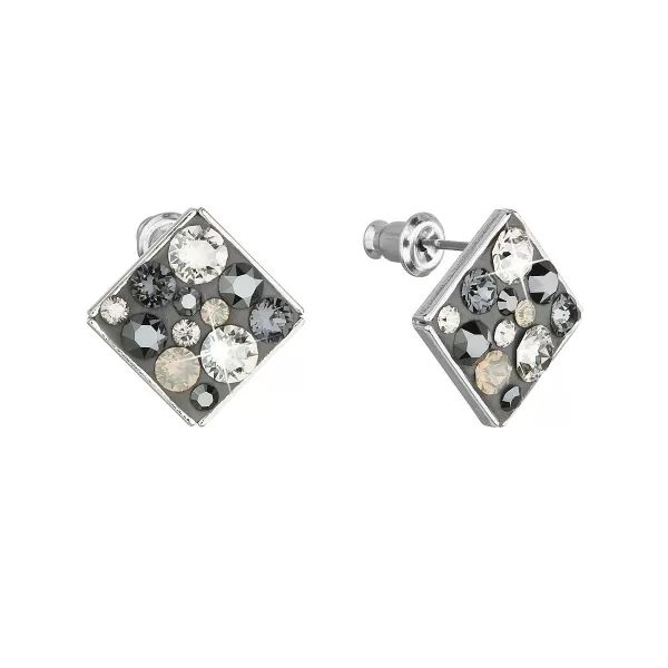 Náušnice bižuterie se Swarovski krystaly šedé kosočtverec 51032.5 silver night