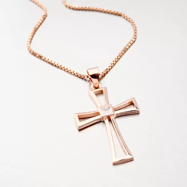 Zlacený křížek s zirkonem HST-13694-R