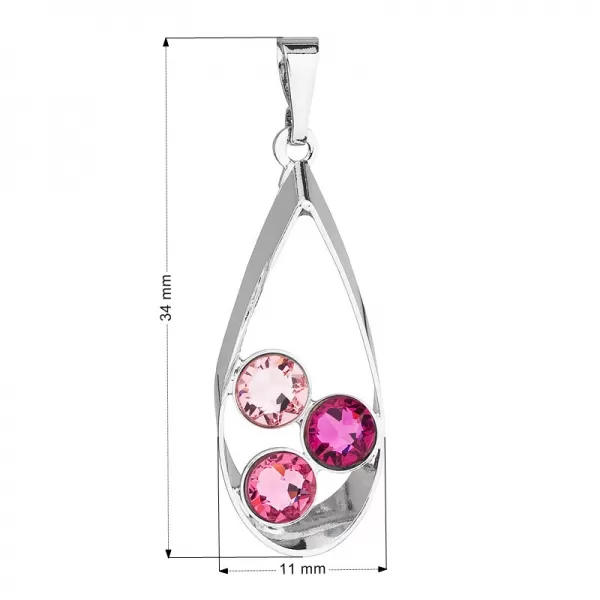 Přívěsek bižuterie se Swarovski krystaly růžová slza 54031.3