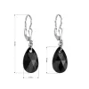 Stříbrné náušnice visací s krystaly Swarovski černé 71161.3 jet